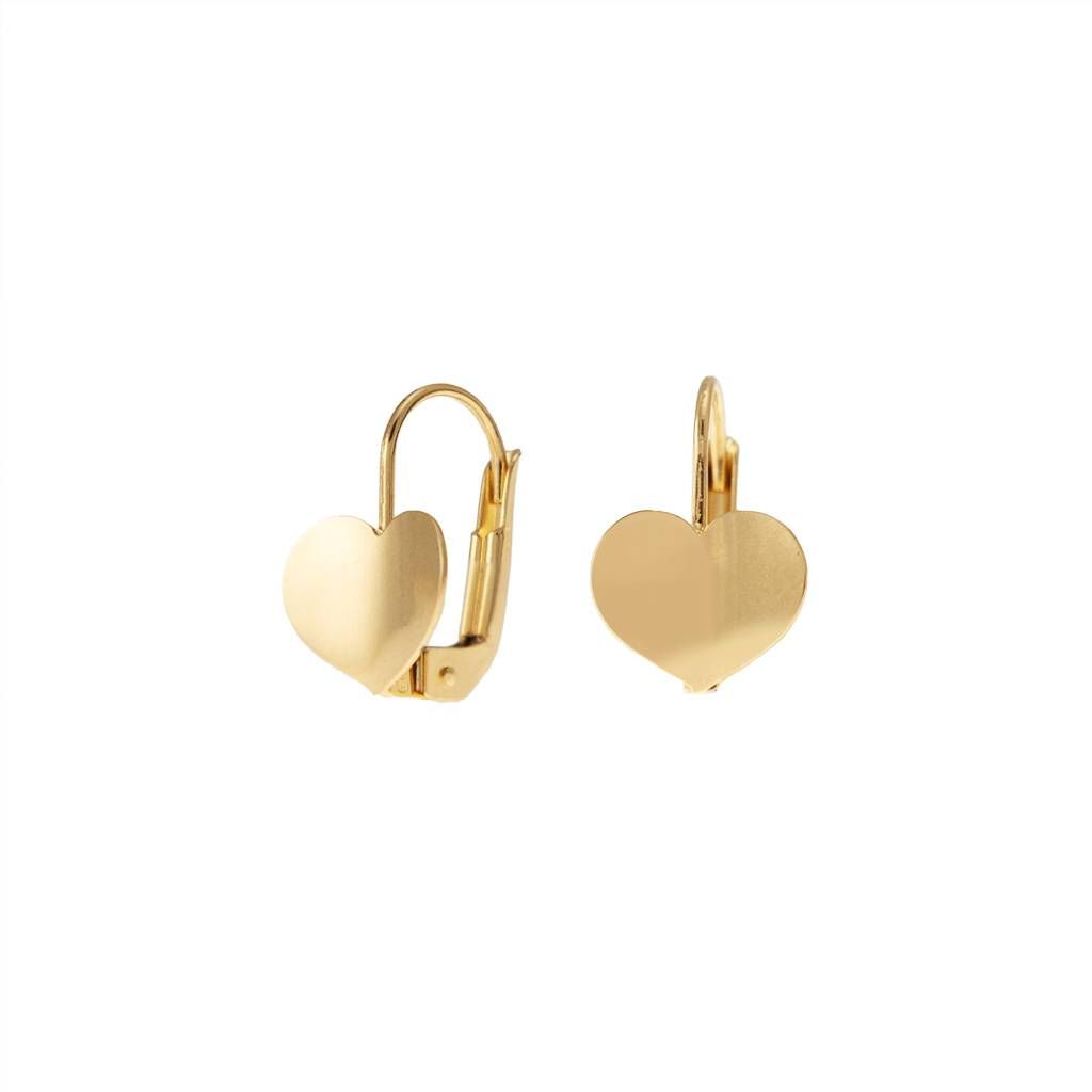 Curved Heart Earrings in Yellow Gold