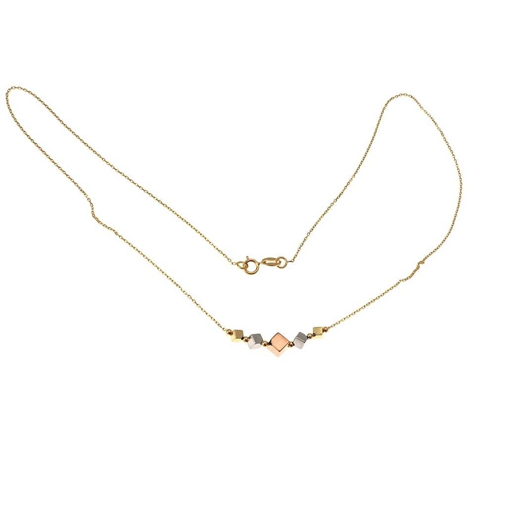 Collana a catena 5 Cubi in Oro Giallo Bianco e Rosa