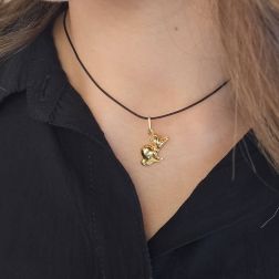 Photo of worn Curious Mickey Mouse Pendant in Yellow Gold