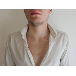 Photo of worn 60cm Necklace Spring Chain and Alternating Arrow Two-Tone