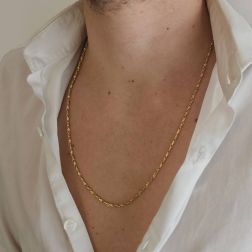 Collana 60cm Catena a molla e freccia alternata Bicolore foto indossata