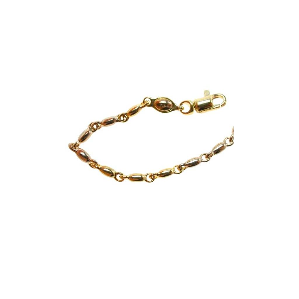 45cm Necklace Tubular Chain Oval Grains Two-Tone