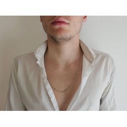 Collana 60cm Catena a molla e freccia alternata Oro Bianco foto indossata