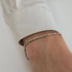 Bracciale Catena a molla e freccia alternata Oro Bianco foto indossata