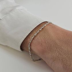 Bracciale Catena a molla e freccia alternata Oro Bianco foto indossata