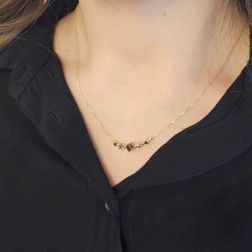 Collana a catena 5 Cubi in Oro Giallo Bianco e Rosa foto indossata