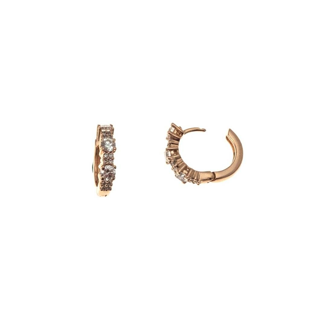 Round Hoops Rose Gold 30 Diamonds