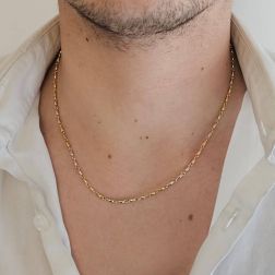 Photo of worn 45cm Necklace Tubular Chain Oval Grains Two-Tone