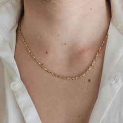 Collana Girocollo 46cm Catena a molla e freccia alternata Bicolore foto indossata