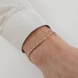Bracciale Catena tubolare chicchi ovali Bicolore foto indossata