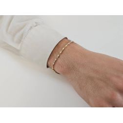 Photo of worn Bracelet Tubular Chain Oval Grains Two-Tone