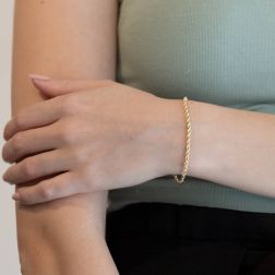 Photo of worn Rope Bracelet Yellow Gold 18cm x 2.7mm