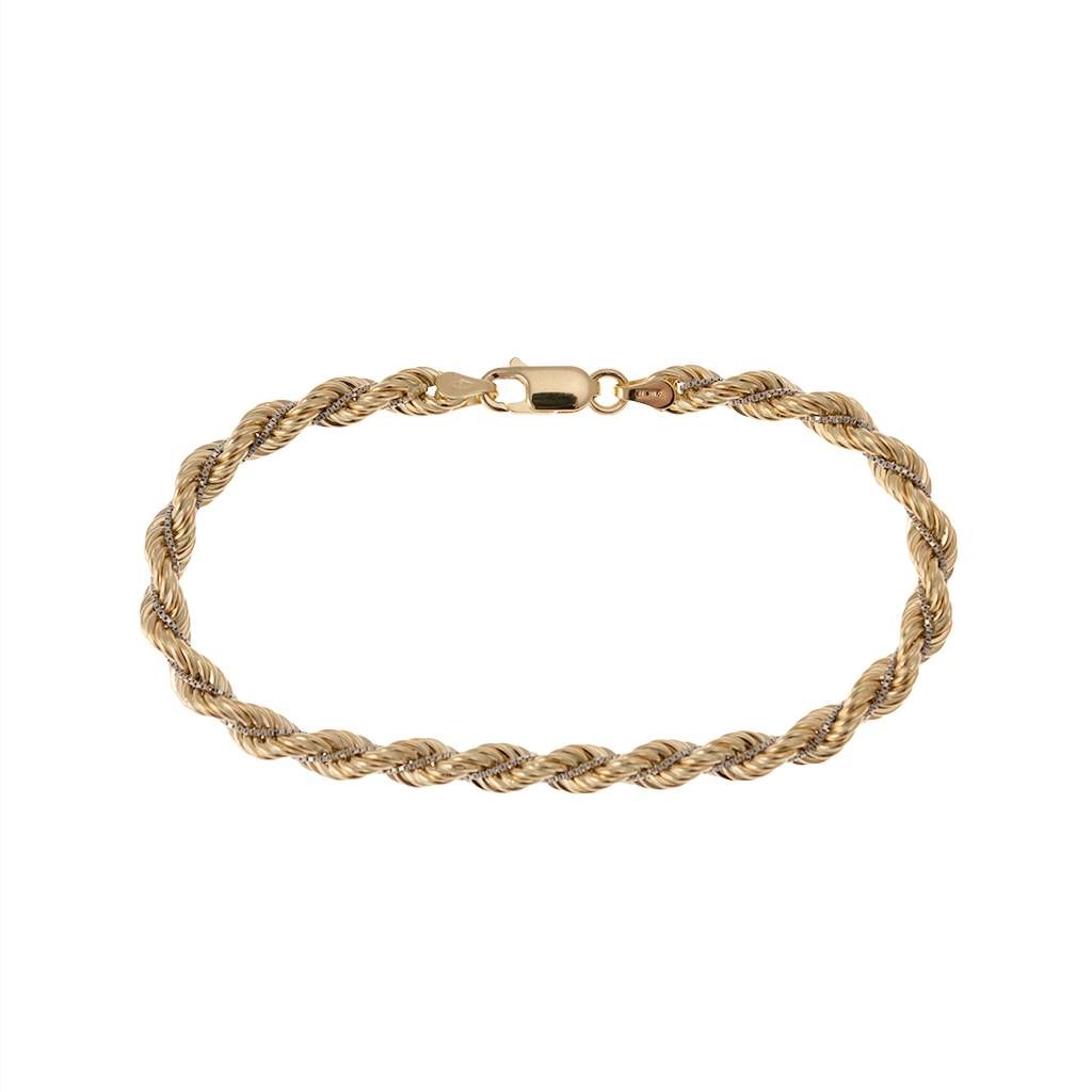 Bracciale Corda Oro Giallo con Veneta Oro Bianco 18cm x 4.80mm