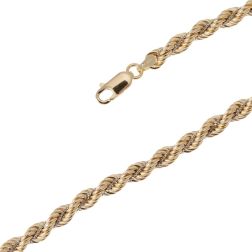 Bracciale Corda Oro Giallo con Veneta Oro Bianco 18cm x 4.80mm