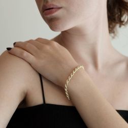 Bracciale Corda Oro Giallo con Veneta Oro Bianco 18cm x 4.80mm foto indossata