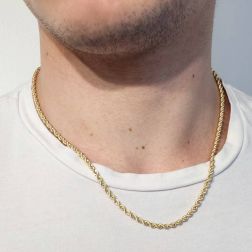 Photo of worn Rope Necklace Yellow Gold 50cm x 3.30mm