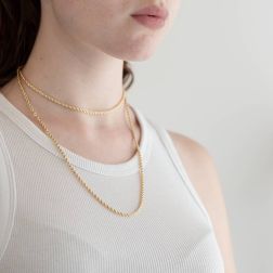 Collana Laccio Corda 90cm x 2.70mm Oro Giallo foto indossata