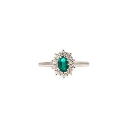 Kate Emerald Ring 6x4mm and 10 Diamonds