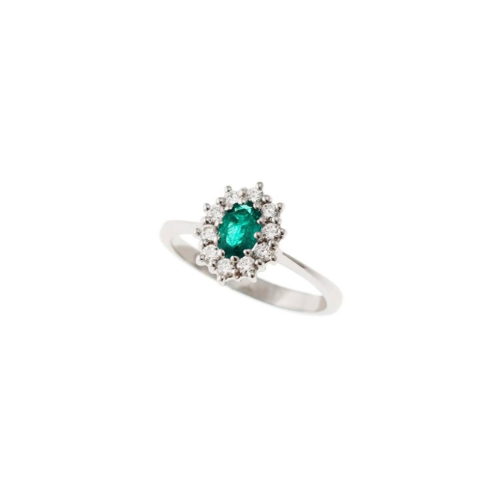 Kate Emerald Ring 6x4mm and 10 Diamonds