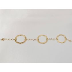 Bracciale Cerchi Martellati e Catena Brillantata in Oro Giallo