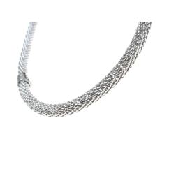 Semi-rigid Necklace 43cm Korean Mesh in White Gold