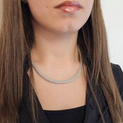 Semi-rigid Necklace 43cm Korean Mesh in White Gold