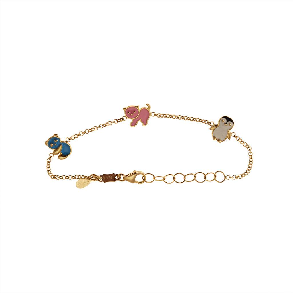 Bracciale Baby con Animali smaltati in Oro Giallo Bracciale Baby con Animali smaltati in Oro Giallo