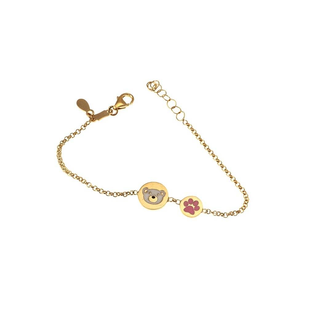 Bracciale Baby con medagliette Orsetto in Oro Giallo