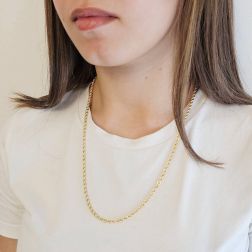 Photo of worn Rope Necklace Yellow Gold 55cm x 3.30mm