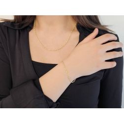 Photo of worn 45cm Infinity Necklace with Full Thread in Yellow Gold