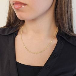 Photo of worn 45cm Infinity Necklace with Full Thread in Yellow Gold