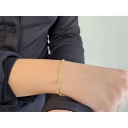 Bracciale 20cm Catena Infinito a filo Rigato in Oro Giallo foto indossata