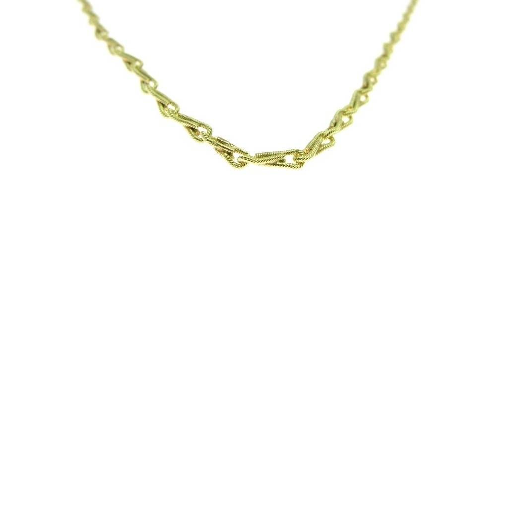 Bracciale 20cm Catena Infinito a filo Rigato in Oro Giallo