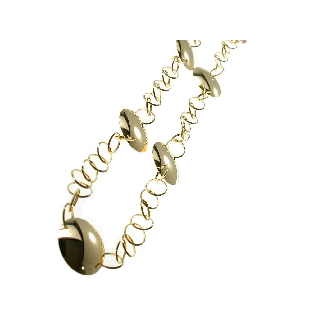 Collana Laccio 93cm catena a Cerchi con piastre Lucide e Satinate