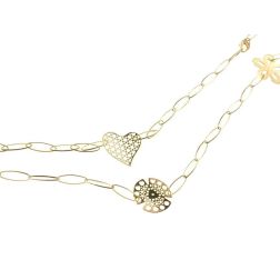 Collana Laccio 91cm catena Navette con Ciondoli Cuori e Fiori