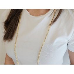 Collana Laccio Corda 90cm x 3.80mm Oro Giallo foto indossata