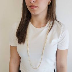 Photo of worn Rope Necklace Yellow Gold Lace 90cm x 3.80mm