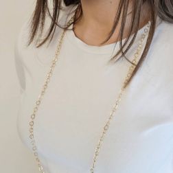 Photo of worn Laccio Necklace 89cm Chain Brilliant and Hammered in Yellow Gold