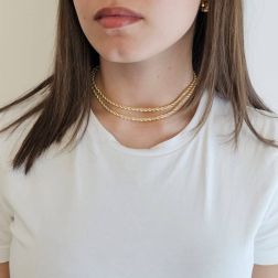 Photo of worn Rope Necklace Yellow Gold Lace 70cm x 3.30mm Yellow Gold