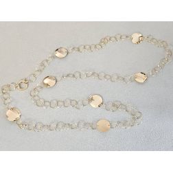 Laccio Necklace 93cm Chain Circles with Polished and Satin Plates