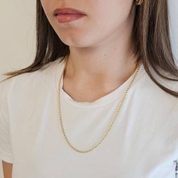 Photo of worn Rope Necklace Yellow Gold 55cm x 2.70mm