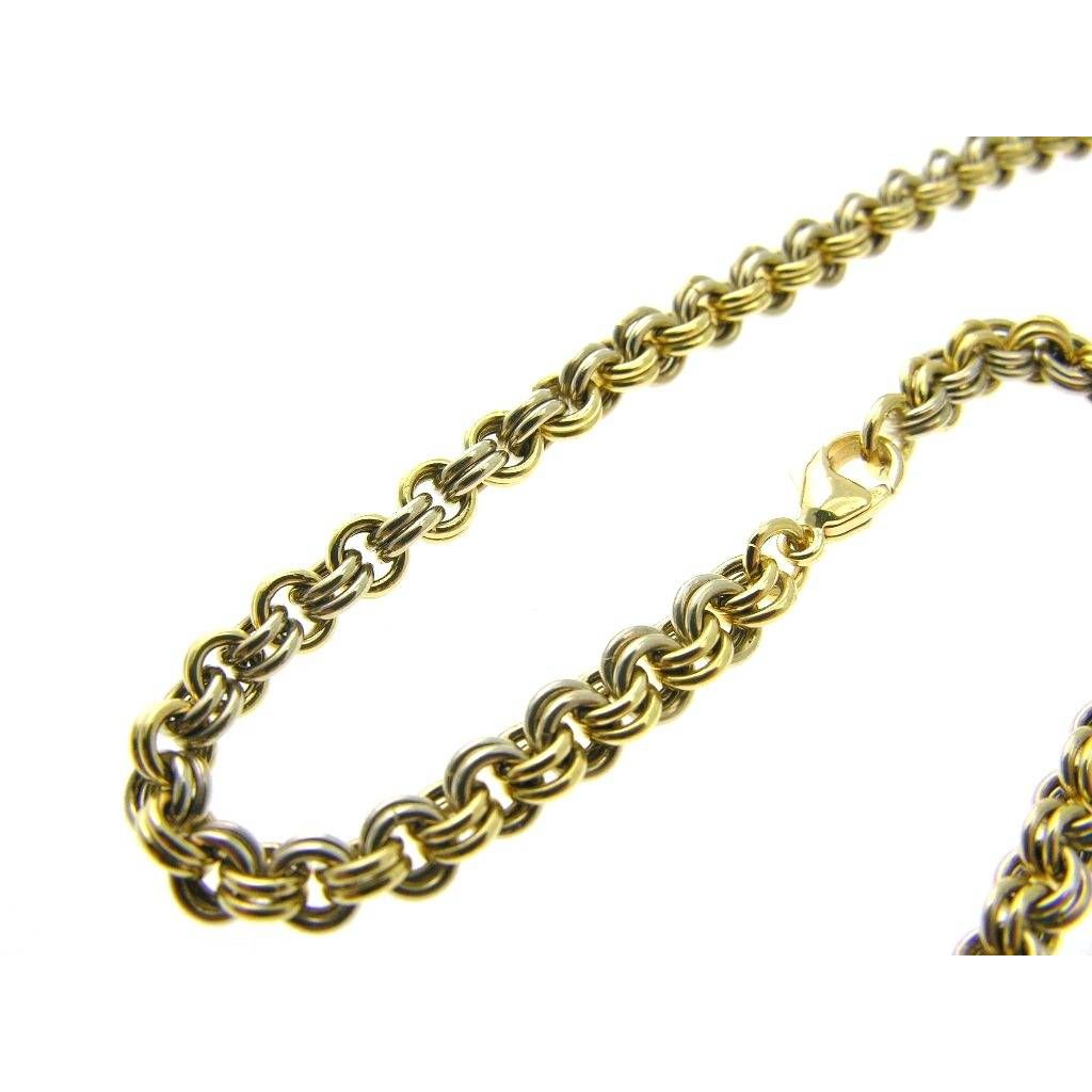 Collana Laccio 70cm Rolò doppi anelli in Oro Giallo e Bianco