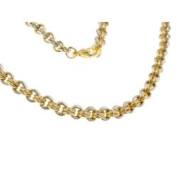 Collana Laccio 70cm Rolò doppi anelli in Oro Giallo e Bianco