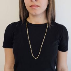 Collana Laccio 70cm catena Triangoli Filo torto Oro Giallo foto indossata