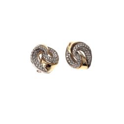Braided Earrings with 152 Diamonds in Yellow and White Gold