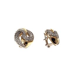 Braided Earrings with 152 Diamonds in Yellow and White Gold