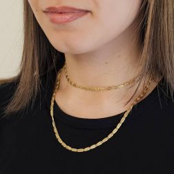 Collana Laccio 80cm catena Lumachina Riccia Oro Giallo foto indossata