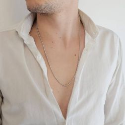 Collana 60cm Catena a molla in Oro Bianco foto indossata