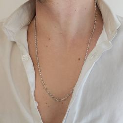 Collana 62cm Catena a molla in Oro Bianco foto indossata