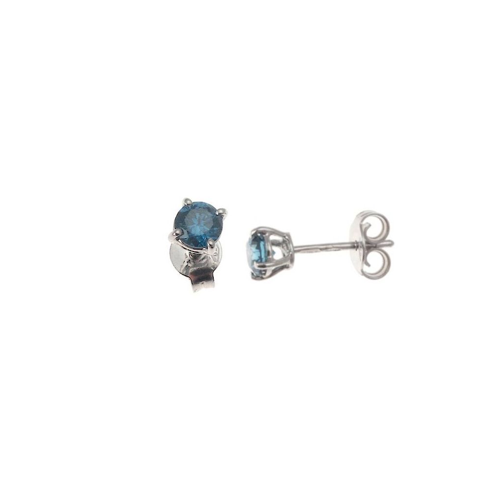 Classic Point of Light Earrings with Blue Diamonds 0,40ct